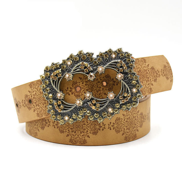Ceinture en cuir avec boucle en cristal artificiel pour femme