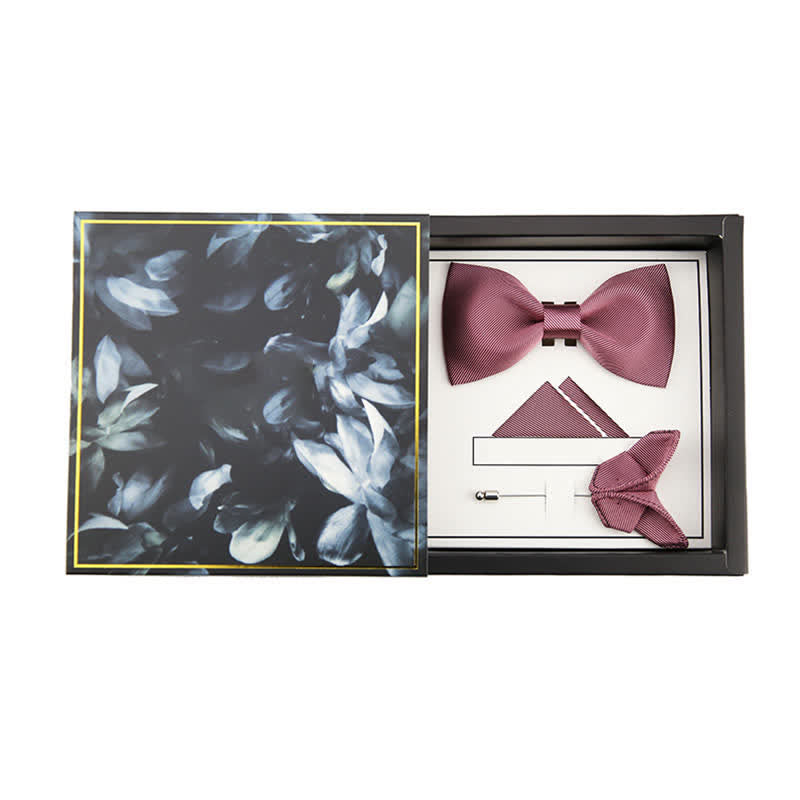 Nœud papillon en soie sergée rose pour homme