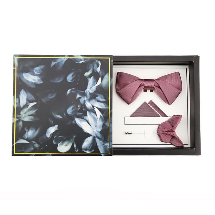 Nœud papillon en soie sergée rose pour homme