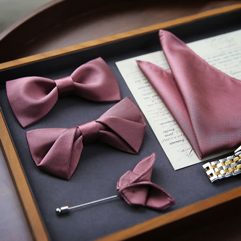 Nœud papillon en soie sergée rose pour homme