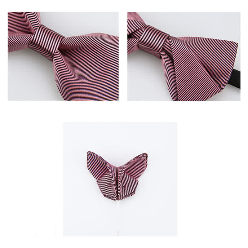 Nœud papillon en soie sergée rose pour homme