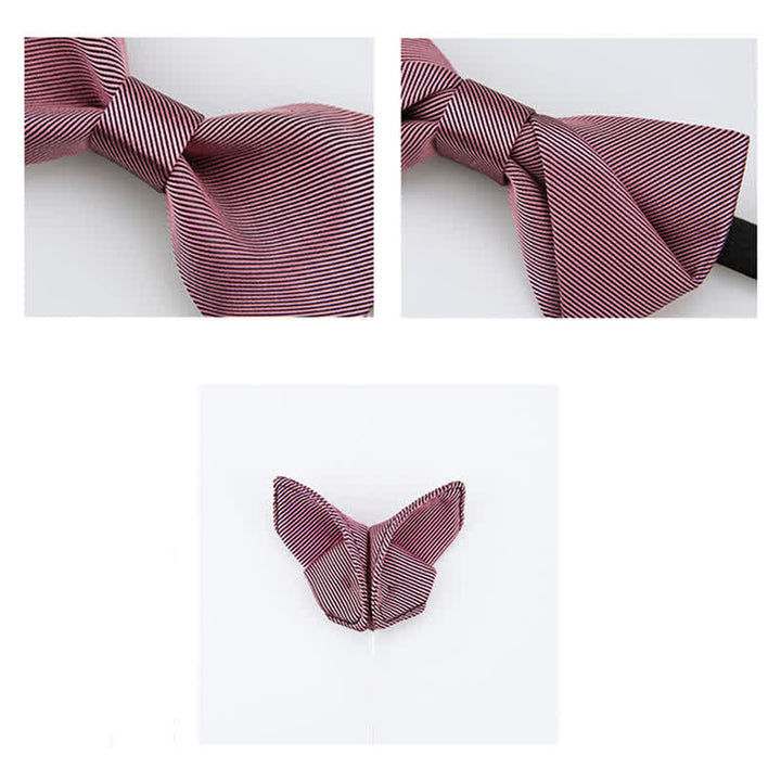 Nœud papillon en soie sergée rose pour homme