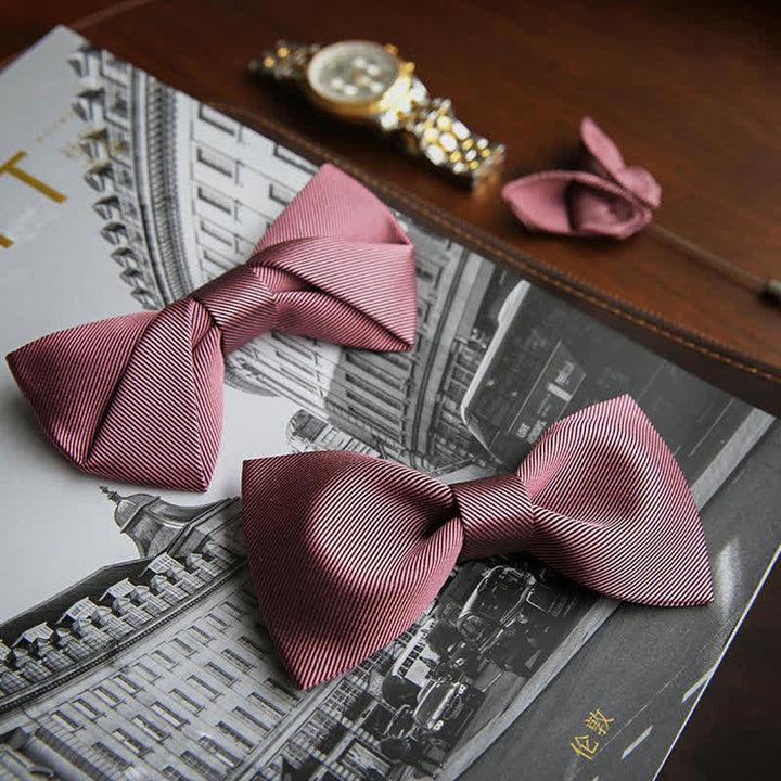 Nœud papillon en soie sergée rose pour homme