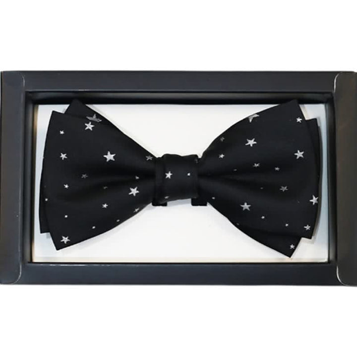 Nœud papillon double épaisseur noir à étoiles blanches pour homme
