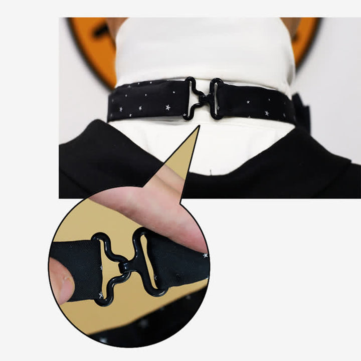 Nœud papillon double épaisseur noir à étoiles blanches pour homme