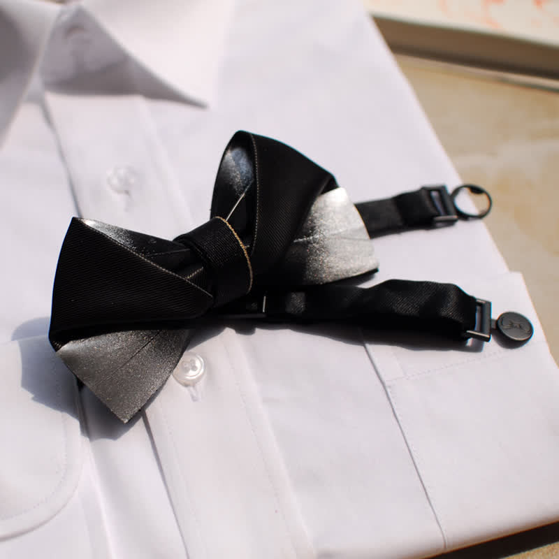 Nœud papillon pour homme à motif de plumes dégradées noires et blanches
