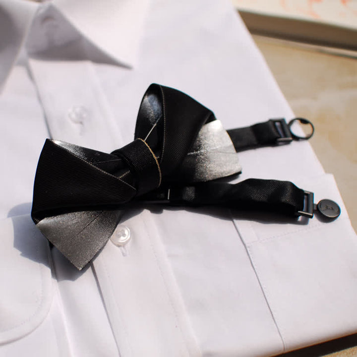 Nœud papillon pour homme à motif de plumes dégradées noires et blanches