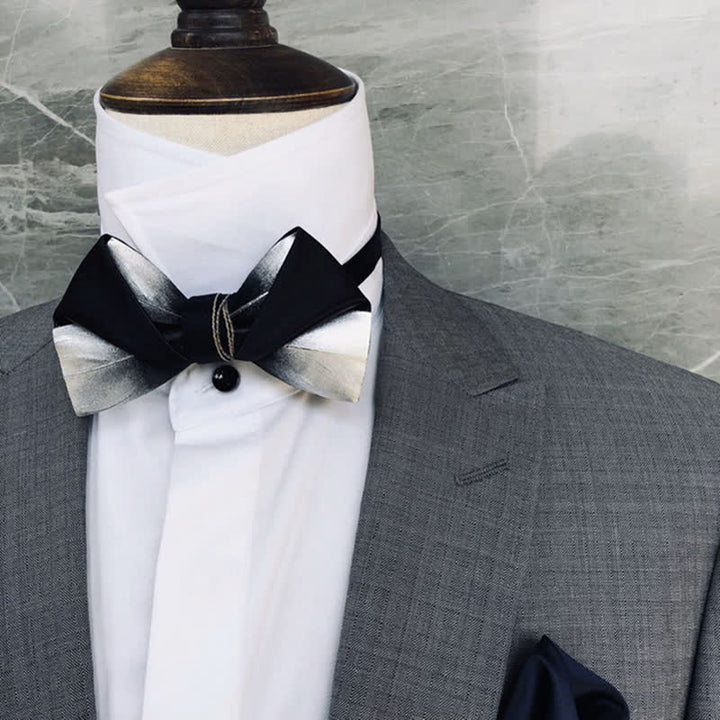 Nœud papillon pour homme à motif de plumes dégradées noires et blanches
