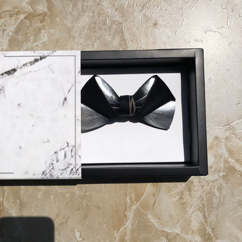 Nœud papillon pour homme à motif de plumes dégradées noires et blanches