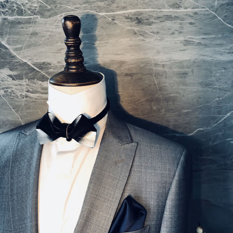 Nœud papillon pour homme à motif de plumes dégradées noires et blanches