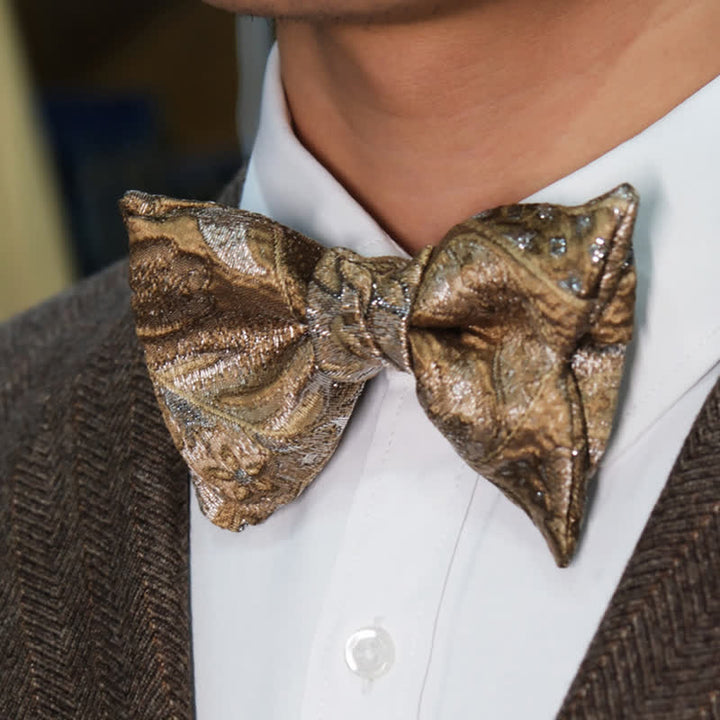 Nœud papillon surdimensionné en queue de poisson de luxe pour homme, couleur champagne