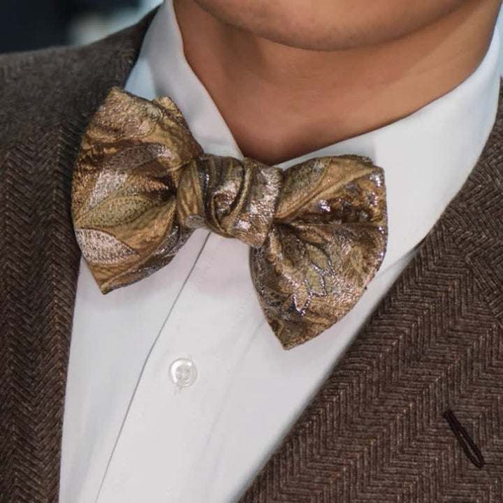 Nœud papillon surdimensionné en queue de poisson de luxe pour homme, couleur champagne