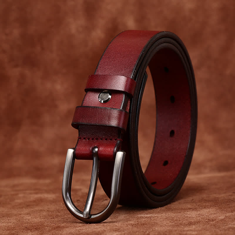 Ceinture en cuir mince décontractée à la mode avec rivets en métal