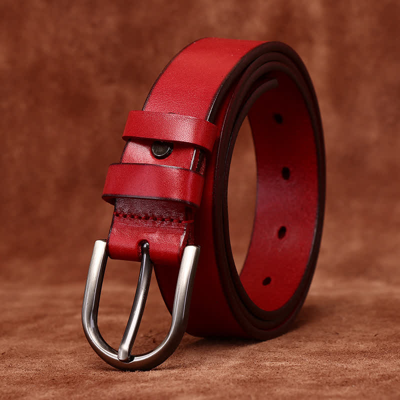 Ceinture en cuir mince décontractée à la mode avec rivets en métal