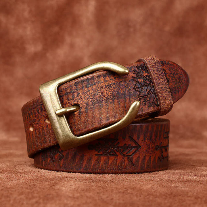 Ceinture en cuir épais avec motif totem viking
