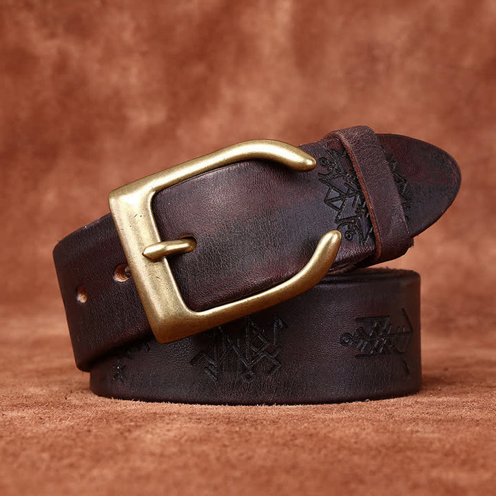 Ceinture en cuir épais avec motif totem viking