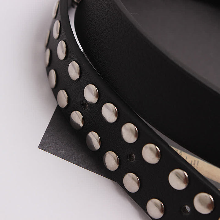 Ceinture en cuir à motif floral sculpté avec rivets argentés pour femme