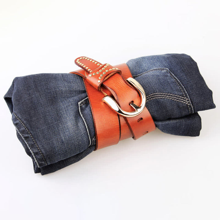 Ceinture en cuir à rivets robustes avec clous en métal