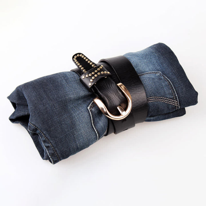 Ceinture en cuir à rivets robustes avec clous en métal