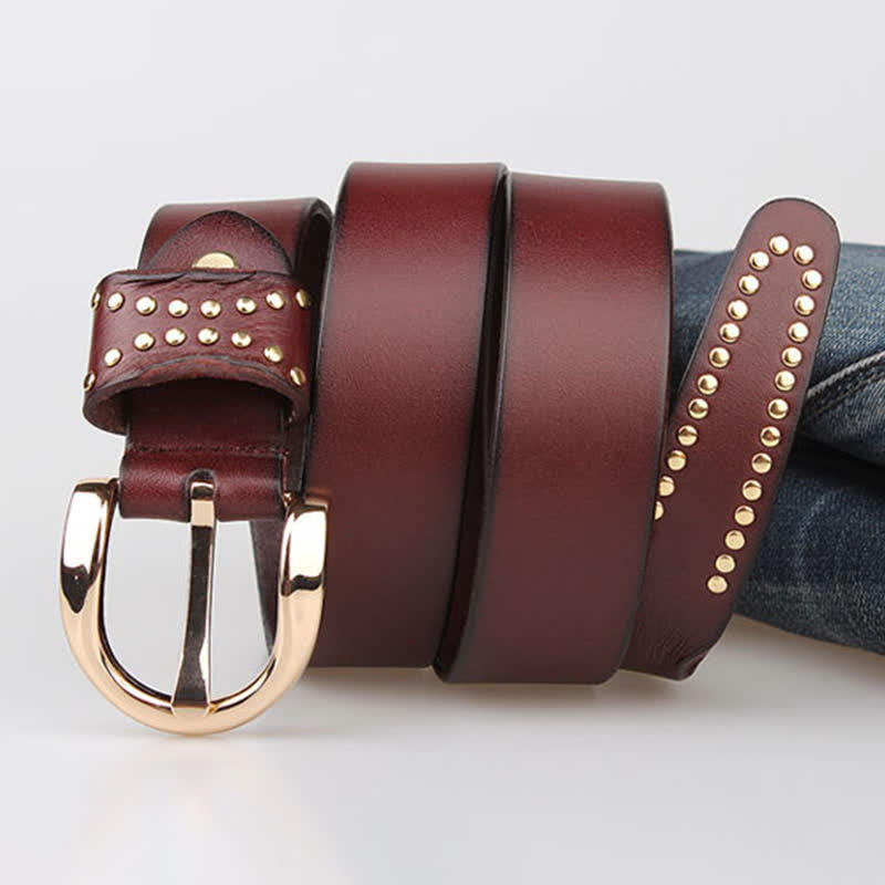 Ceinture en cuir à rivets robustes avec clous en métal