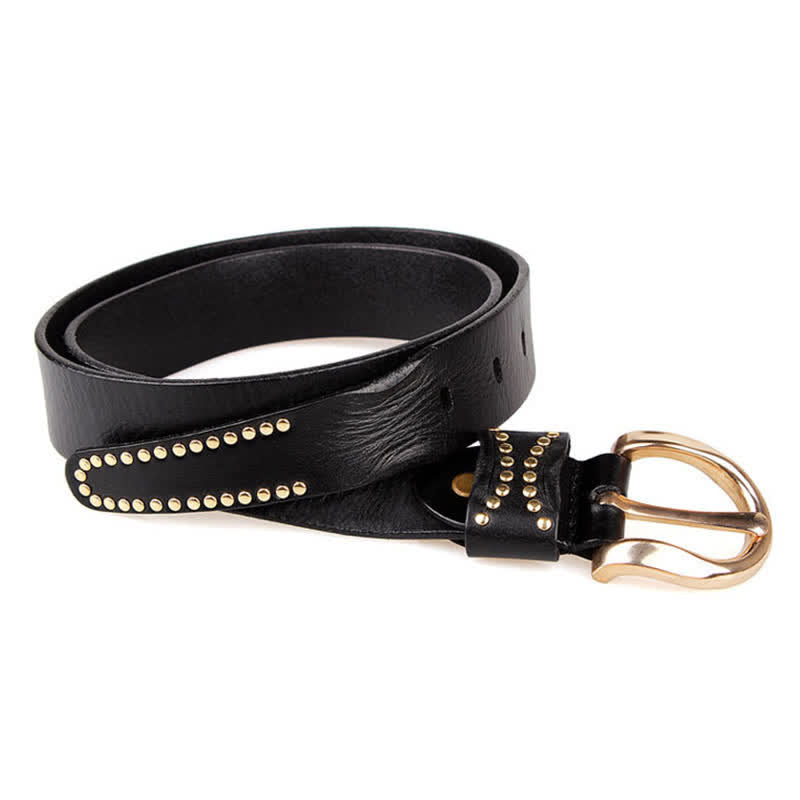 Ceinture en cuir à rivets robustes avec clous en métal