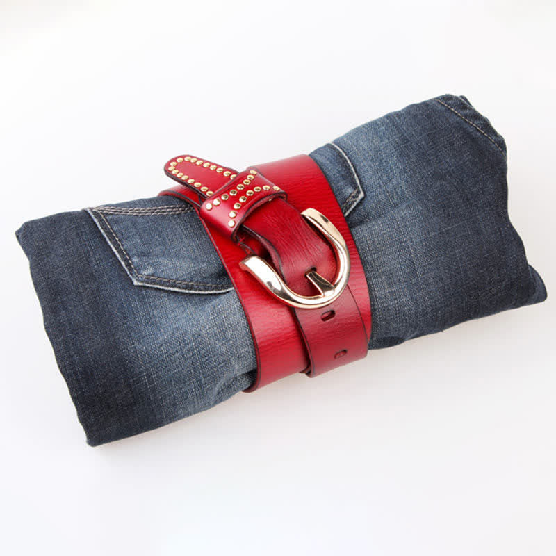 Ceinture en cuir à rivets robustes avec clous en métal