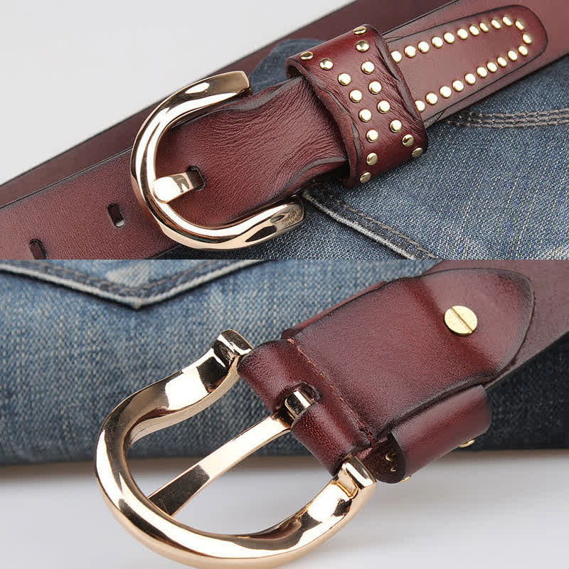 Ceinture en cuir à rivets robustes avec clous en métal