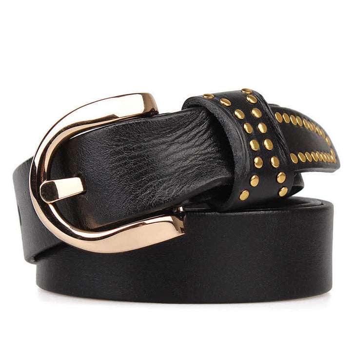Ceinture en cuir à rivets robustes avec clous en métal