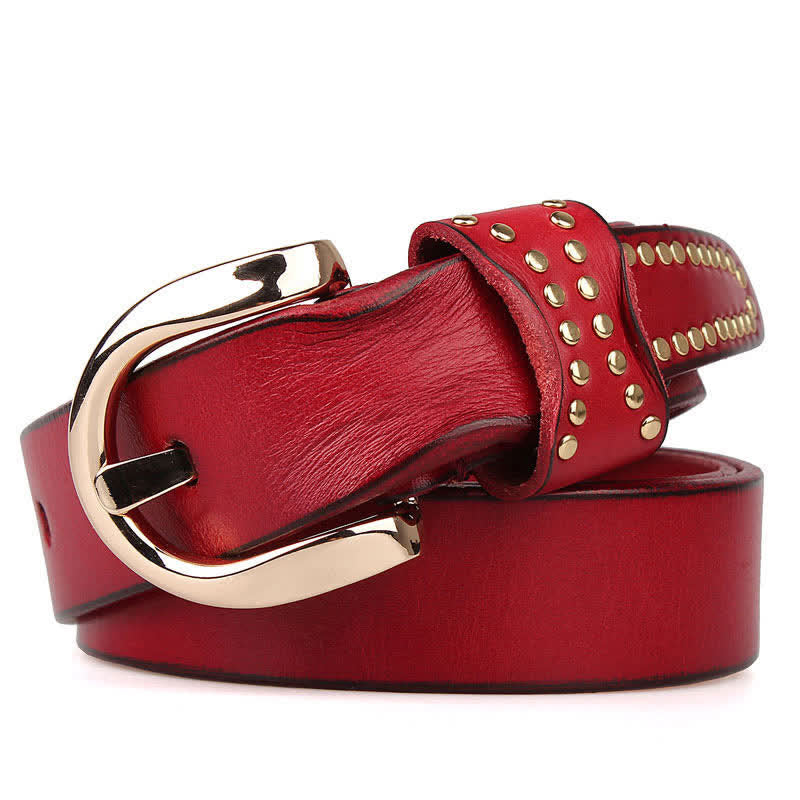 Ceinture en cuir à rivets robustes avec clous en métal