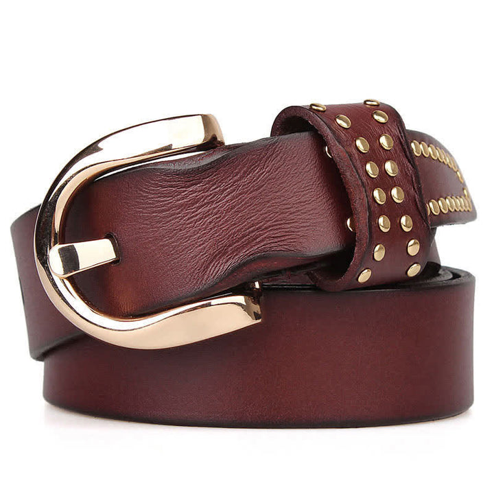 Ceinture en cuir à rivets robustes avec clous en métal