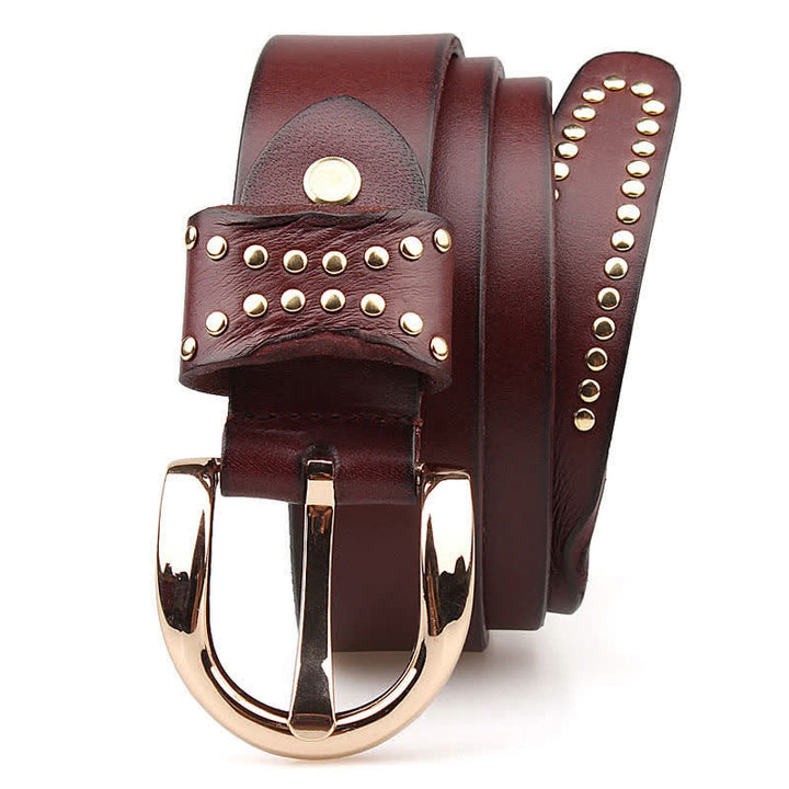 Ceinture en cuir à rivets robustes avec clous en métal