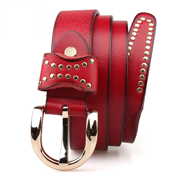 Ceinture en cuir à rivets robustes avec clous en métal