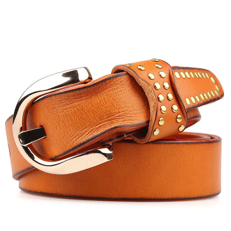 Ceinture en cuir à rivets robustes avec clous en métal