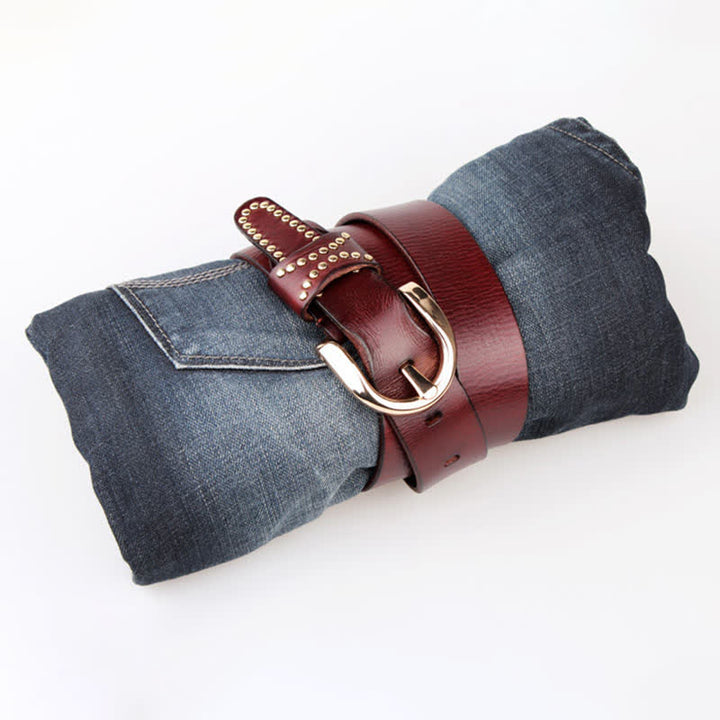 Ceinture en cuir à rivets robustes avec clous en métal