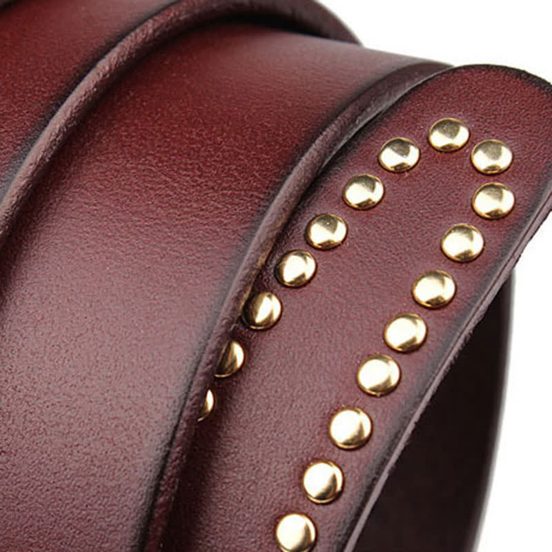 Ceinture en cuir à rivets robustes avec clous en métal