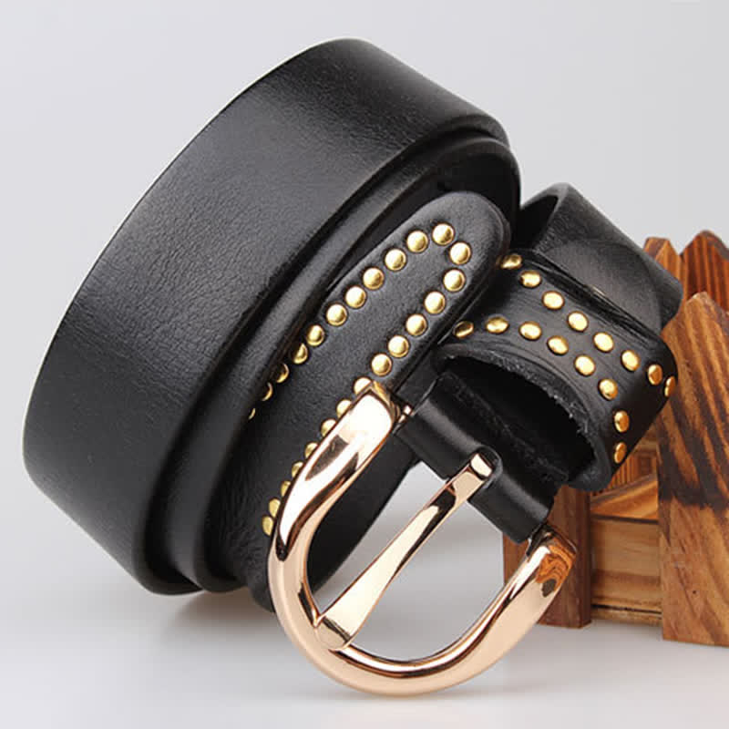 Ceinture en cuir à rivets robustes avec clous en métal