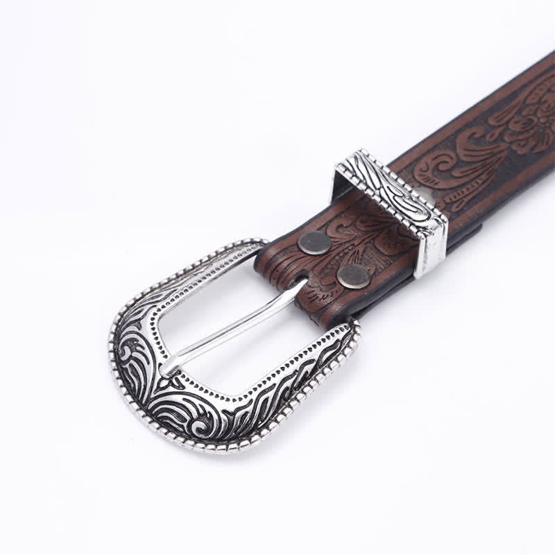 Ceinture en cuir sculptée avec rivets en relief artistiques pour femme