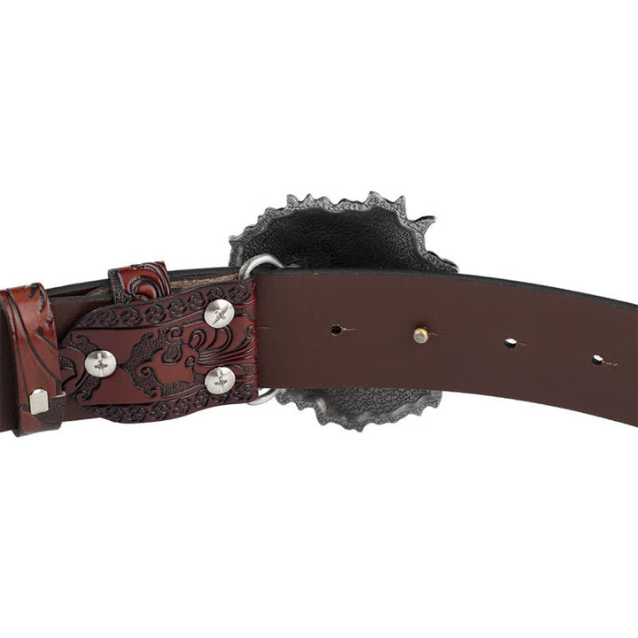 Ceinture en cuir à motif tête de lion en relief pour tenue de bureau