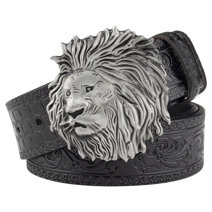 Ceinture en cuir à motif tête de lion en relief pour tenue de bureau
