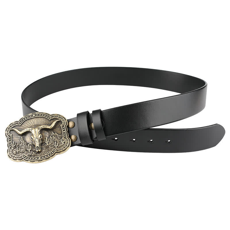 Ceinture en cuir à tête de taureau Rodeo Bronze Longhorn