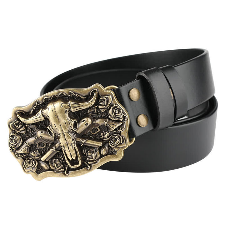 Ceinture en cuir à tête de taureau Rodeo Bronze Longhorn
