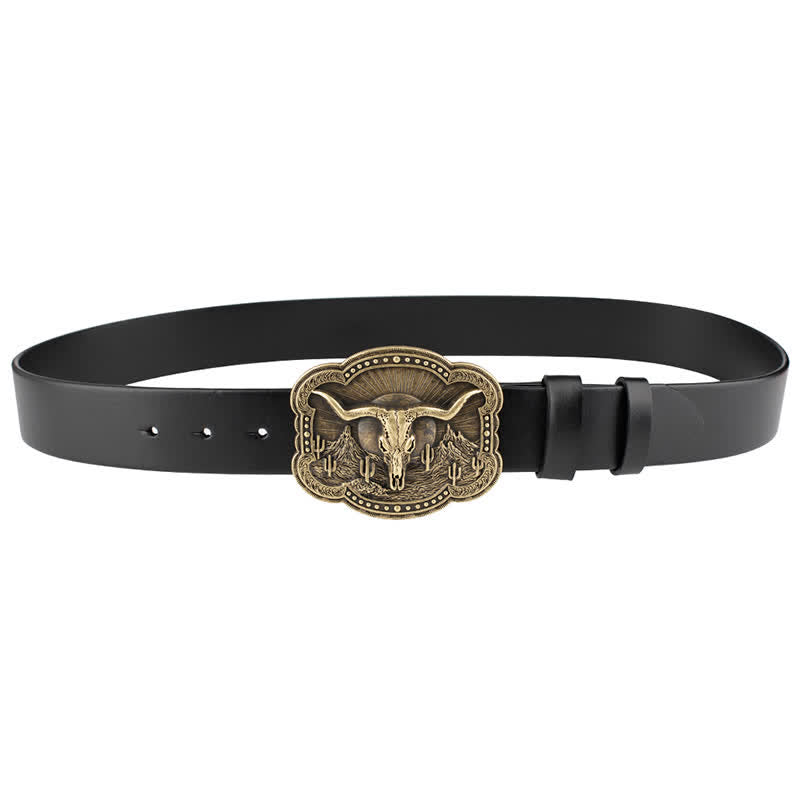 Ceinture en cuir à tête de taureau Rodeo Bronze Longhorn