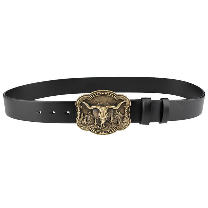 Ceinture en cuir à tête de taureau Rodeo Bronze Longhorn