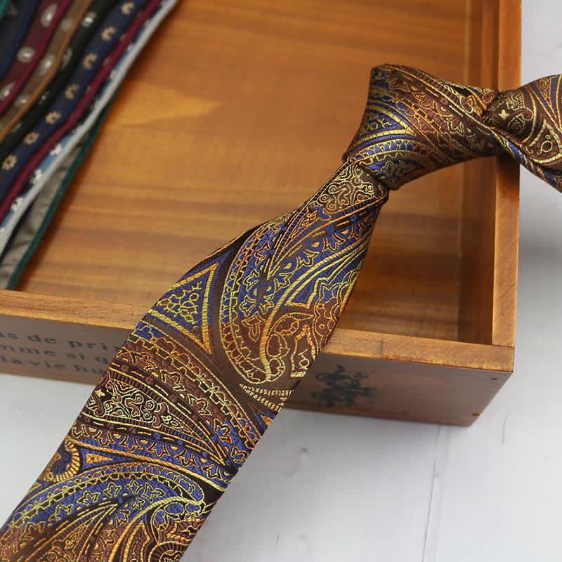 Cravate de costume classique pour homme au citron et aux noix de cajou
