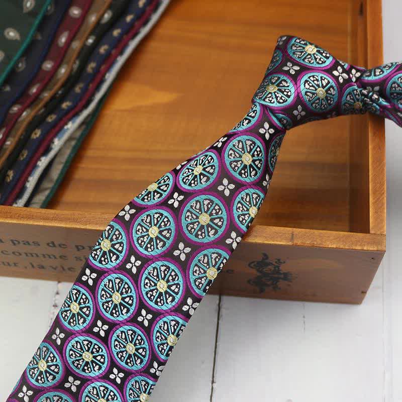 Cravate de costume classique pour homme au citron et aux noix de cajou