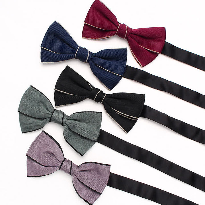 Nœud papillon à double bordure unie pour homme