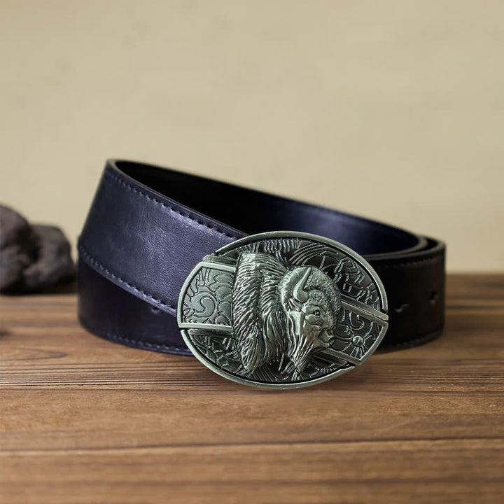 Ceinture en cuir pour homme avec couteau pliant caché en bison
