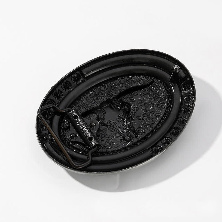 Ceinture en cuir à boucle taureau avec pierres scintillantes pour homme