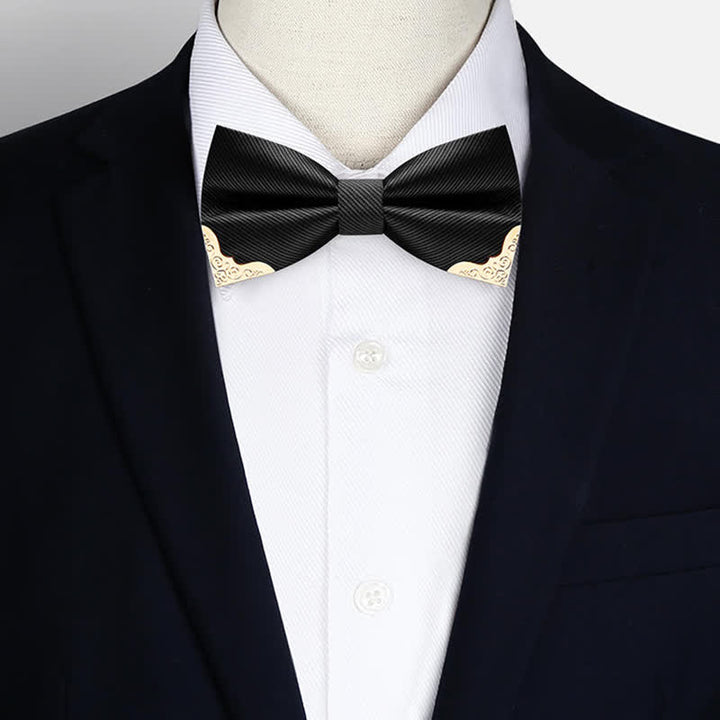 Nœud papillon en sergé avec pointes en métal doré pour homme