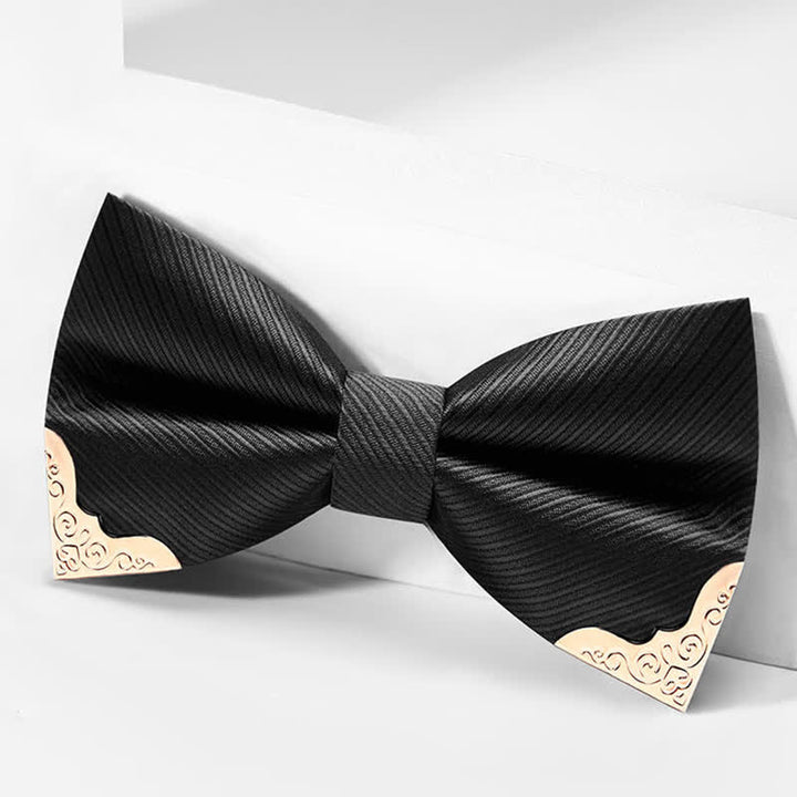 Nœud papillon en sergé avec pointes en métal doré pour homme